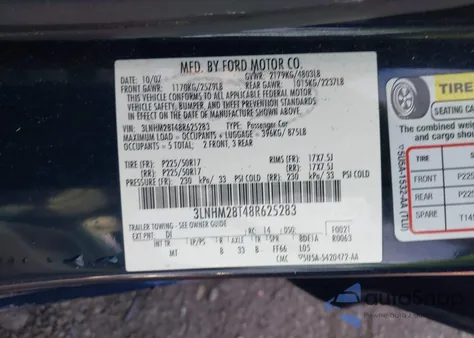 2008 Lincoln Mkz from USA, damaged, VIN 3LNHM28T48R625283